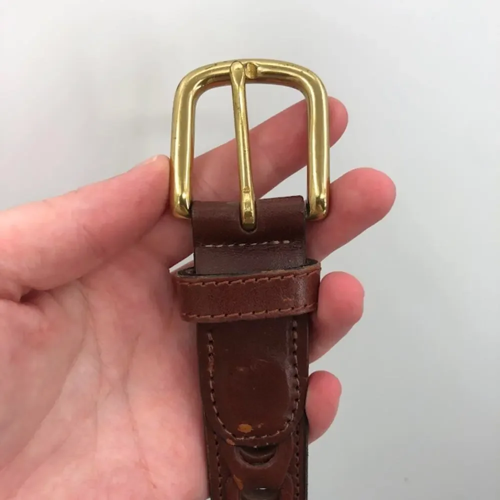 Cabelas Woven InterLocking Leather Belt Men's Small 30